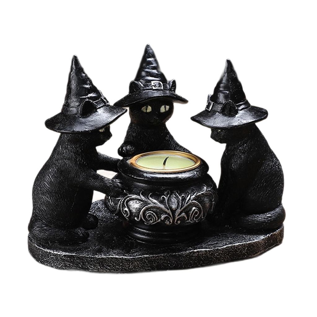 Halloween Table Decor Black Cat Votive Tealight Candle Holders Halloween Decorations Indoor Table Centerpieces Gift