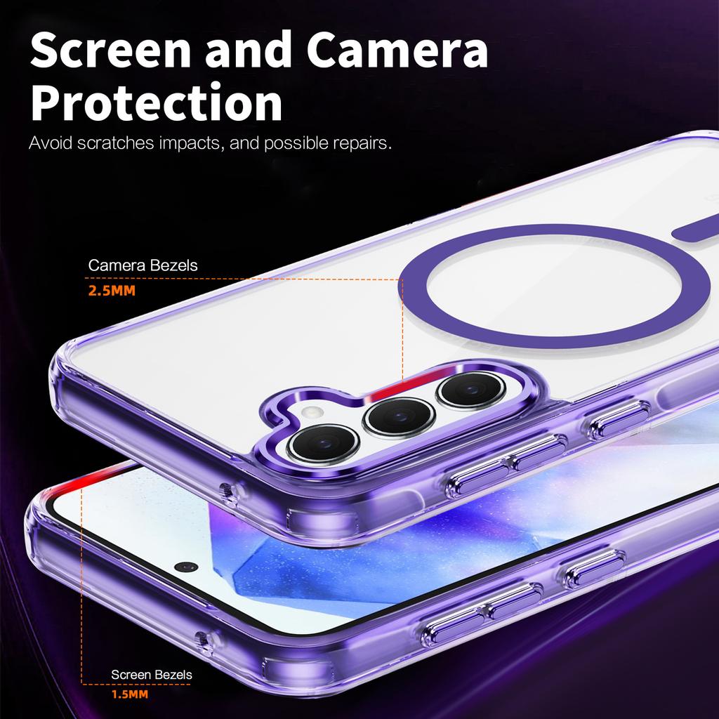 For Samsung Galaxy A55 5G Case Compatible with MagSafe TPU+PC Clear Phone Cover