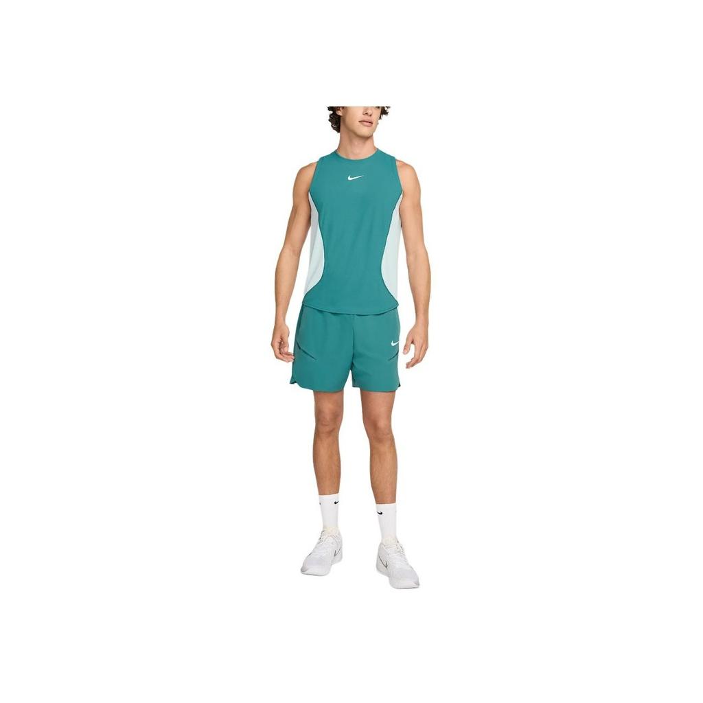Nike Court Slam Dri-Fit Logo Round Neck Comfortable Casual Sleeveless Vest Men Tops Mineral-Blue White HQ6406-379
