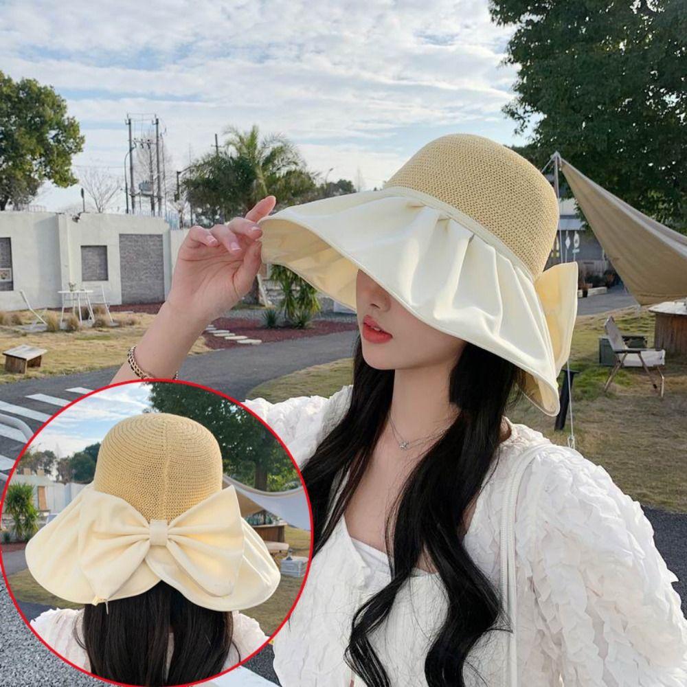 

Anti-UV Sun Cap Foldable Beach Cap Summer Panama Hat Women розовый