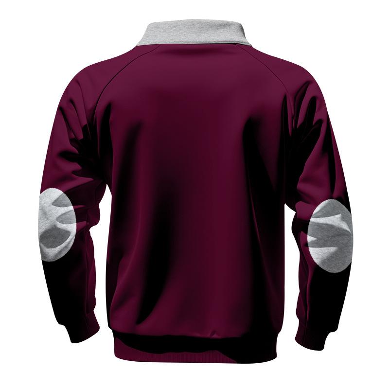 Pánská fleecová mikina podzim zima stojáček poloviční zip dlouhý rukáv ležérní sportovní pulovr s kapucí pánské topy