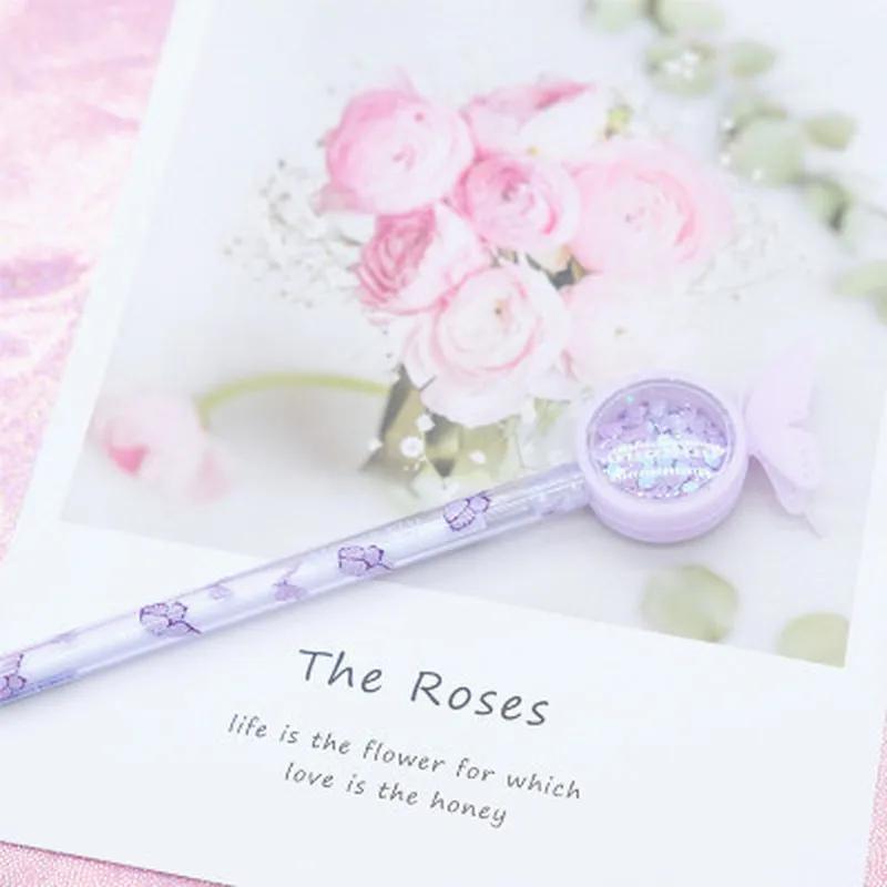 4 Pack Cute Butterfly Gel Pen Quicksand Student Writing Signature Pen School Supplies Office Stationery Random Color