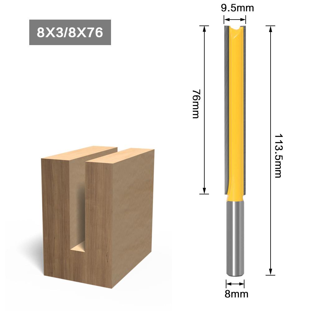 8-Flute 76mm Straight Router Bit - Carbide Slot Cutter for Wood Trimming & Grooving