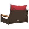 Brown Hanging Swing Chair with Cushions 63 x 62 x 40 cm Poly Rattan