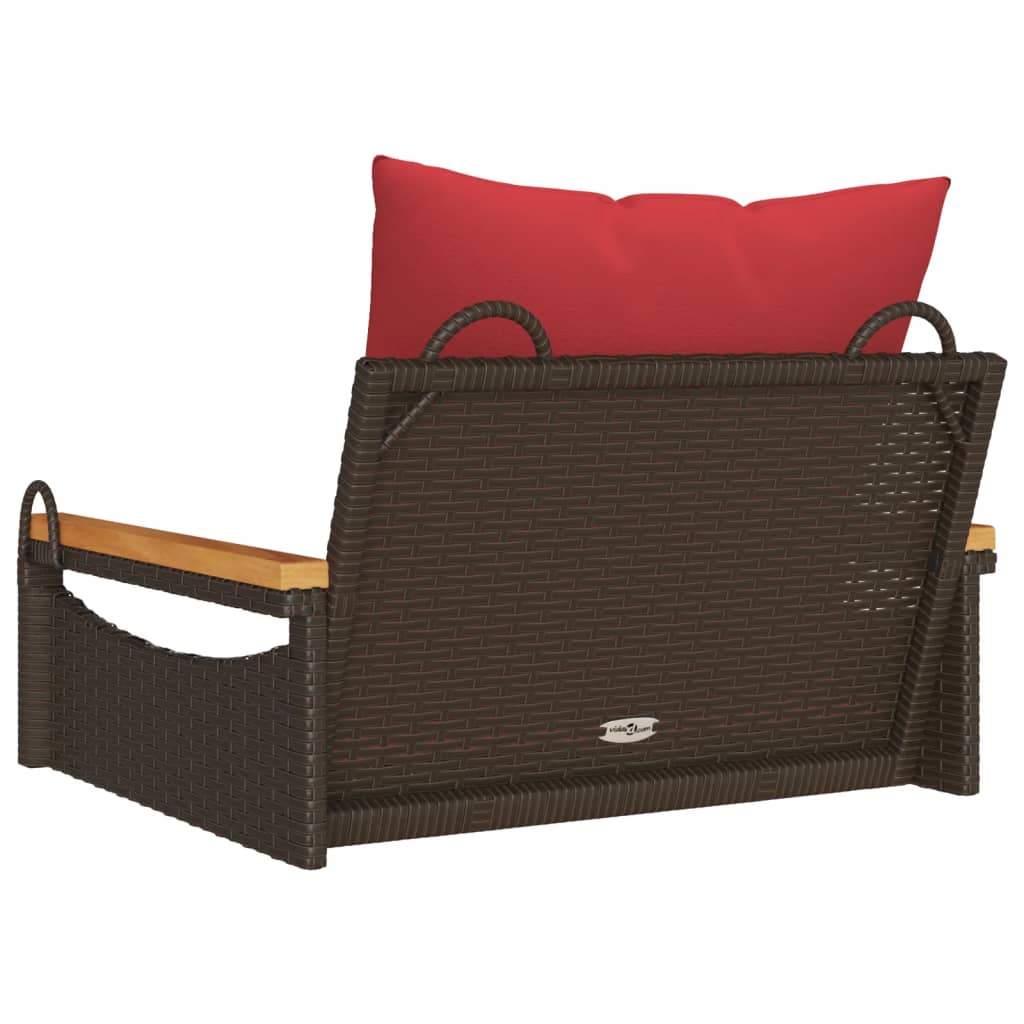Brown Hanging Swing Chair with Cushions 63 x 62 x 40 cm Poly Rattan