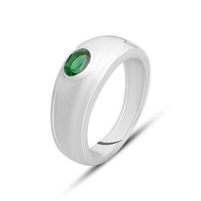 Silver Ring with Emerald Nano 0.408ct (2141143)