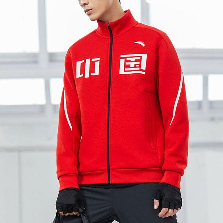 Anta Stand Collar Zip-Up Long-Sleeve Training Jacket Unisex Outerwear Red 152217745-1