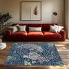Blue Tiger Pattern Bohemian Rug, Jungle Theme Non-Slip Carpet, Plush Living Room Mat for Nature Inspired Decor