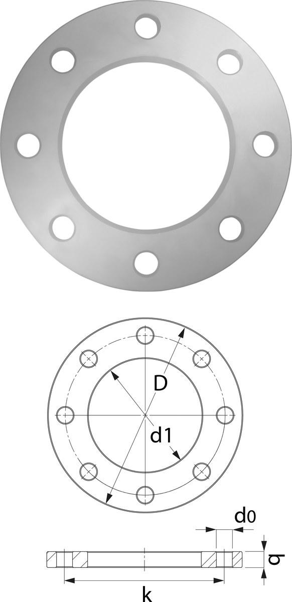 Steel flange PN16 - 110 DN100