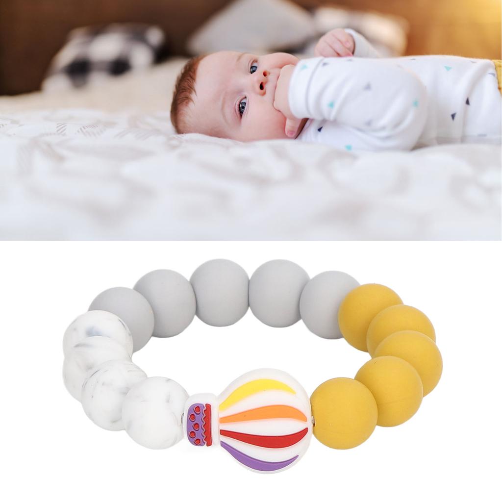 Baby Teething Bracelet Loose Silicone Round Handcrafted Infant Bracelet Teether Toys for Nursery