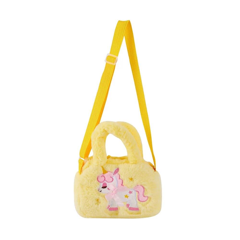 1 Pc Cute Unicorn Messenger Bag for Kids Girl Cartoon Animal Unicorn Crossbody Style Bag for Little Girl Plush Travel Coin Bag