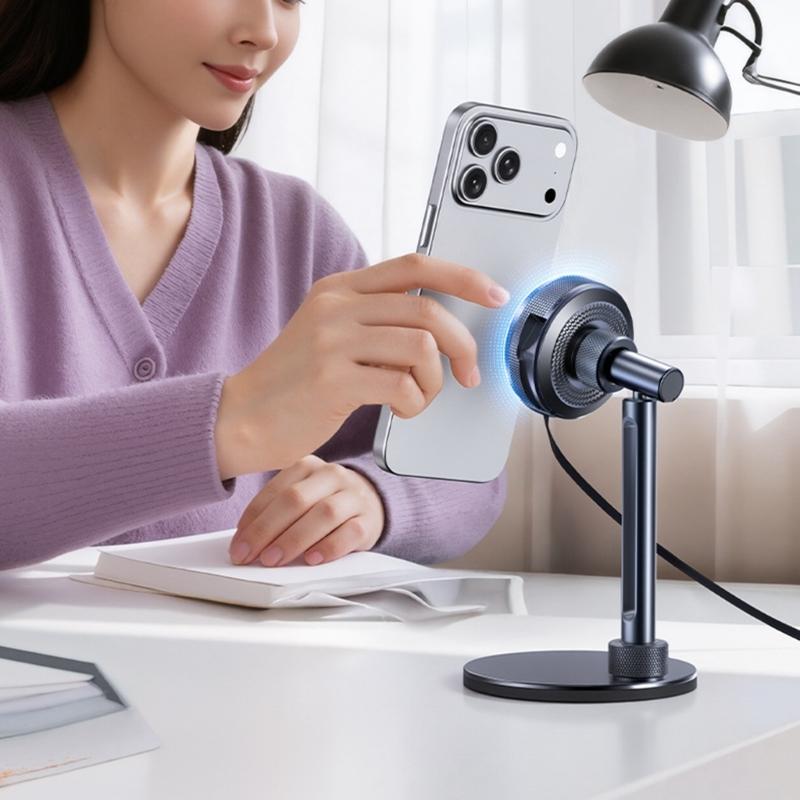 15W Wireless Fast Charging Stand Bracket for Phone 17 16 Aluminum Construction Desktop 360 Degree Rotating Phone Stand