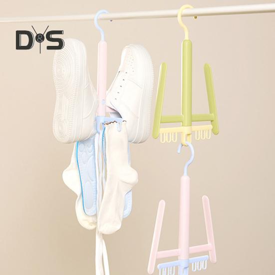 Shoes Drying Rack with 360-Degree Rotating Hook Strong Load-Bearing Windproof Insoles Clip Clothing Rack Hanger