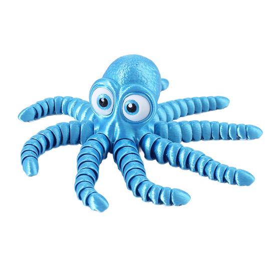 3D Printed Octopus Figurine Movable Joints Big Eyes Octopus Figure Articulated Sea Animal Model Fidget Toy Home Office Desktop Decoration Ornament