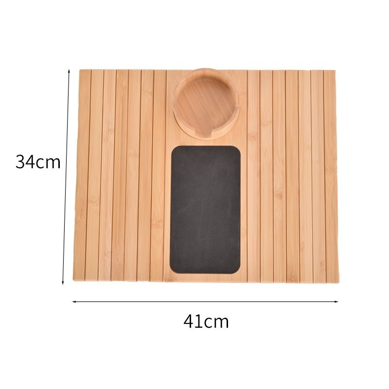 Bamboo Sofa Armrest Folding Tray with Coffee Cup Holder Food Tray Stable Multiple Styles Portable for Sofa Storage Decor Tray