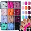 288pcs Glossy Short Square Press On Nails 12colors Solid Color Acrylic Flase Nails Full Cover Summer Reusable Fake Nails Tips R4