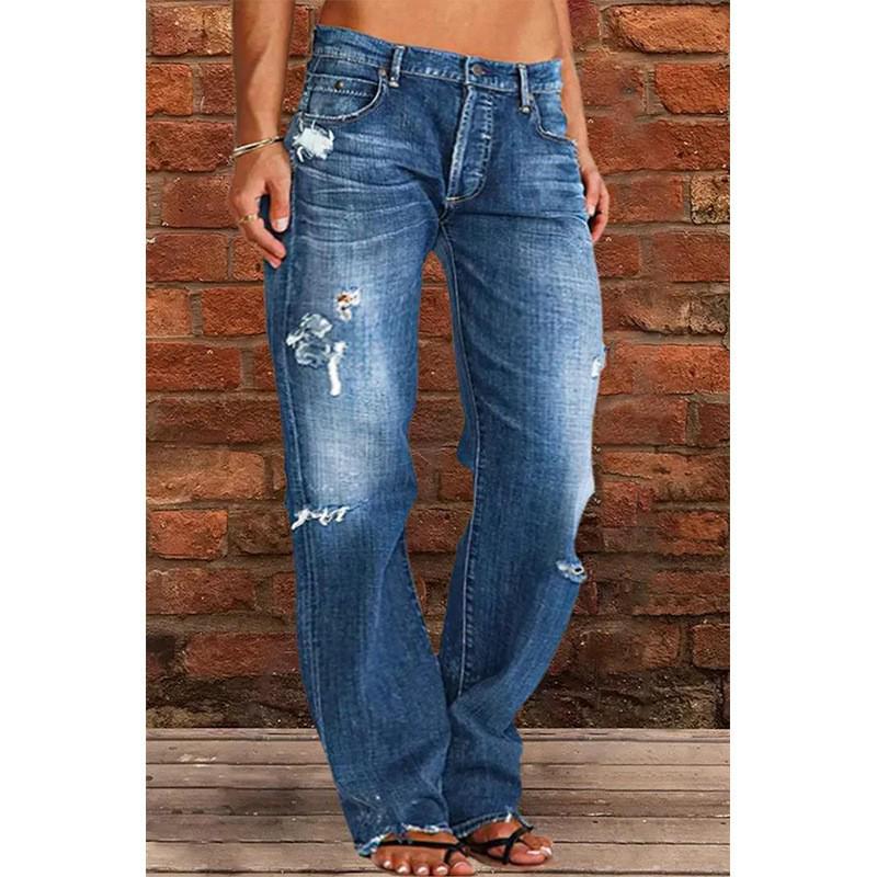 Women's Tulip High Waist Raw Edge Jeans NK205