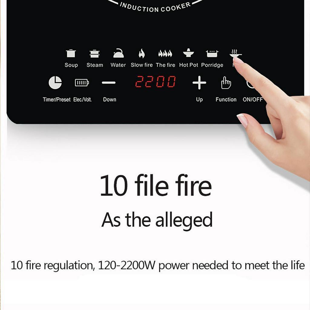 220V 2200W Induction Cooker Smart Electric Oven Plate Creative Precise Control Cookers Hob Cooktop Cooking Plate Hot Pot 2200W Tea Boiler