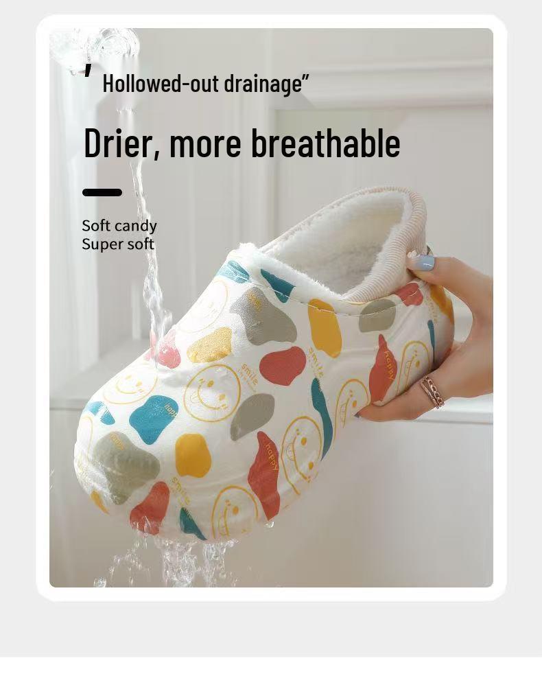 Damskie Wodoodporne Bawełniane Kapcie: Urocze, modne obuwie domowe z grubymi antypoślizgowymi podeszwami i pluszowym aksamitem dla ciepła