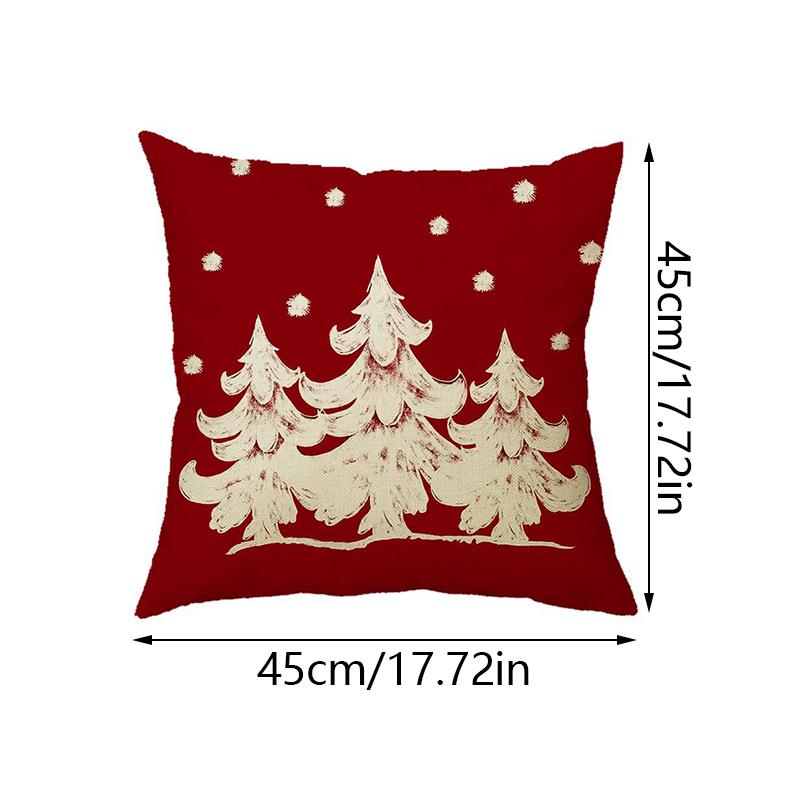 Christmas Pillow Cover Linen Printed Home Sofa Cushion Cover Car Headrest Office Pillowcase Christmas Party Decoration