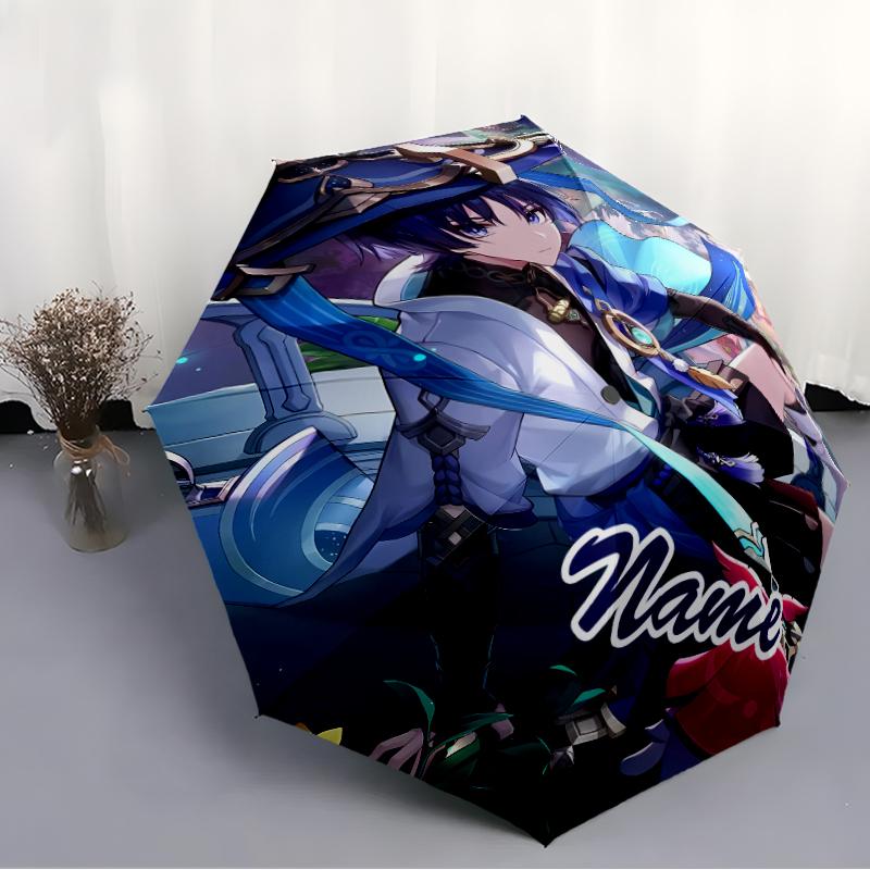 Personalized Name Genshin Impact Print Umbrella - Automatic Open/Close, Eight-Rib Durable Frame, Automatic Folding Umbrella