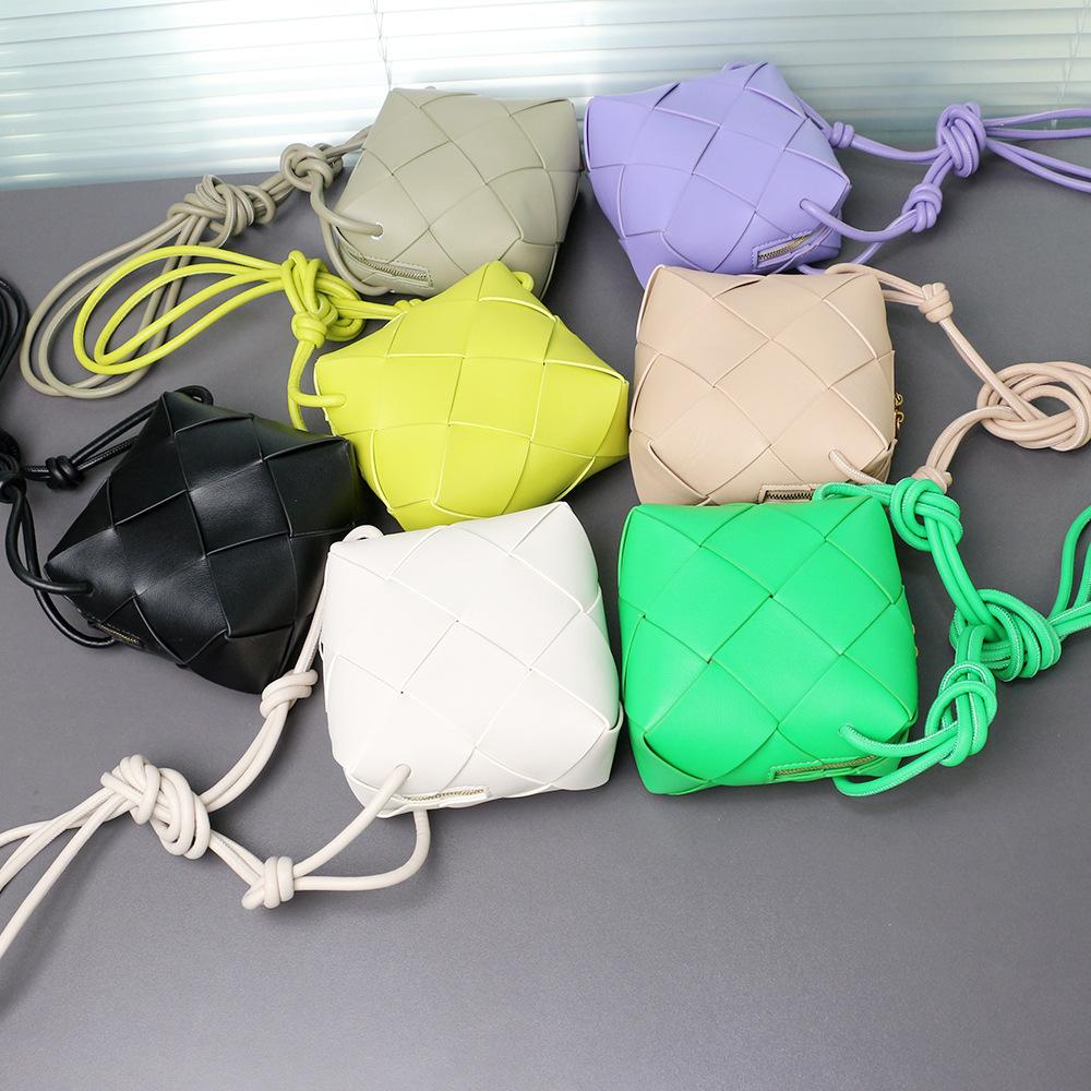 Spring/summer Small Fragrant Wind Diamond-check Crossbody Bag Autumn/winter Leather Bag Braided Box Bag Single Shoulder Bag