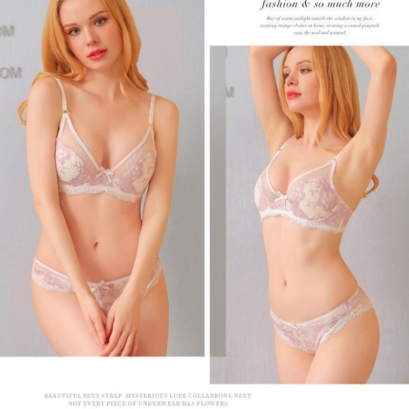 Europäisches und Amerikanisches Übergrößen Sexy Ultra-dünnes BH-Set Push-up und Formende Unterwäsche Bequeme und Hautfreundliche Slips