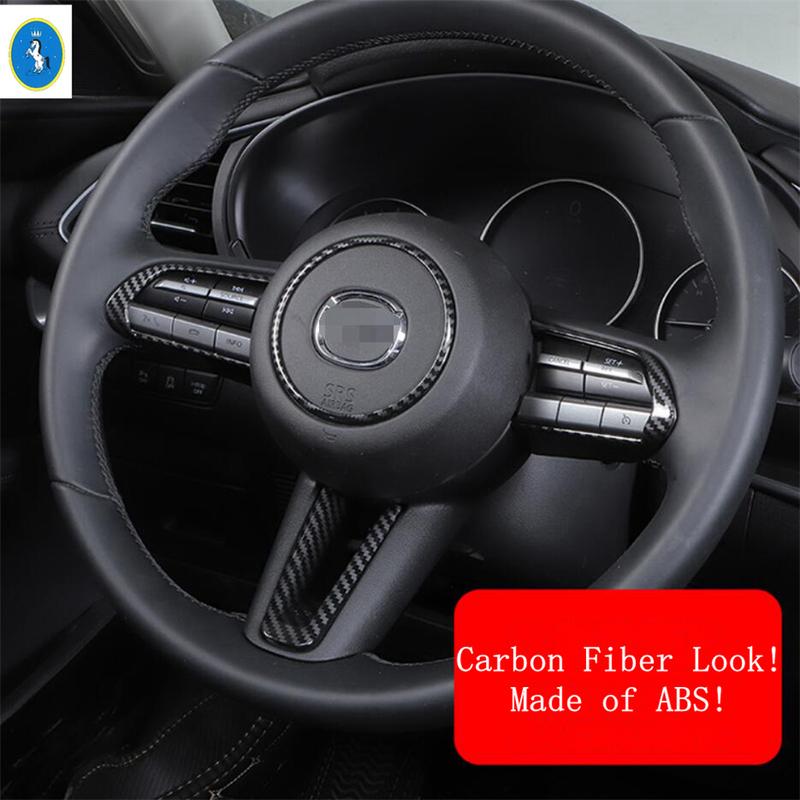 Car Steering Wheel Gear Shift Button Frame Cover Trim Fit For Mazda CX-50   2024 Red / Carbon Fiber Interior Accessories