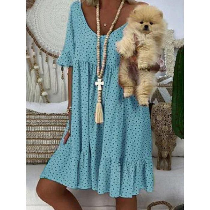 Summer New European and American Women's Dress Urban Casual Printing Medium Large Pendulum Large Size Medium Skirt