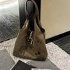 Vintage Drawstring Shoulder Bag Little Dog Handbag Fashion Puppy Paw Print Tote Bag  Casual Wear