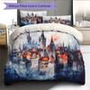 Sky Castle Pattern Bedding Quilt Set  Home Decoration  Gift (1 * Duvet Cover + 2 * Pillowcase  Without Core)