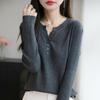 Women's V-Neck Fine Wool Knitwear: Long Sleeve Pullover Sweater for Spring & Autumn