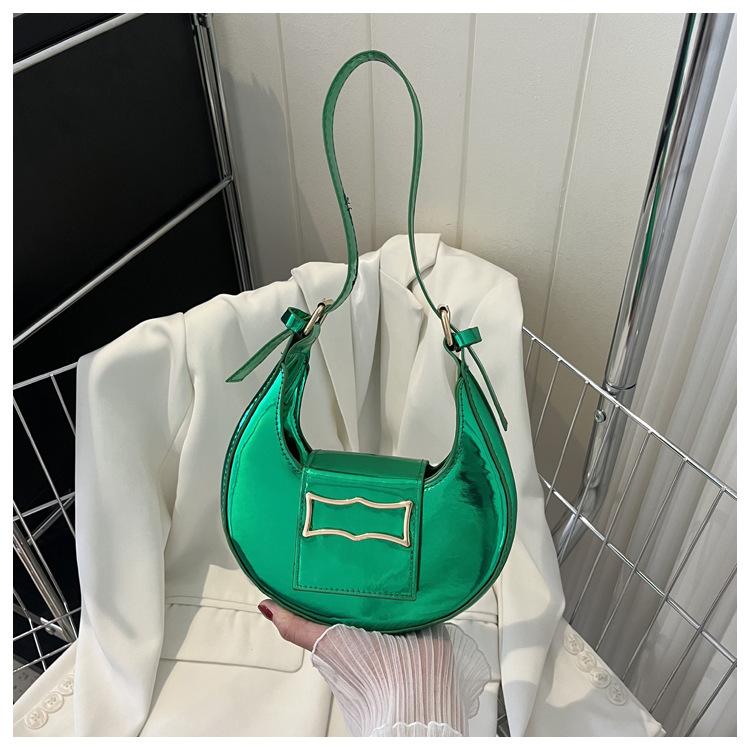

Сумка Жіноча 2024 Літо Корейська Версія Повсякденна Сумка Під Пахву Лакована Поверхня Модна Проста Сумка-Півмісяць Для Поїздок На Роботу Закордонний Стиль Сумка На Плече Жіноча зелений