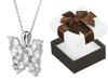 Long Silver Large Women' Butterfly Necklace with Cubic Zirconia Butterfly Silver 70cm
