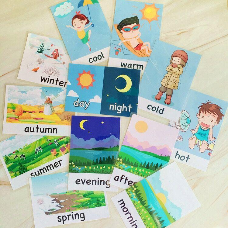 12 ks Dětské kartičky s anglickými slovy Barevné flash karty Vzdělávací hračky pro děti Rozpoznávání barev Paměť Vzdělávání Montessori