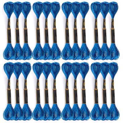 24 Pezzi Filo Punto Croce Ricamo Lucido Blu Trecciato Filo Interdentale Filato Fatto a Mano Matassine di Cotone