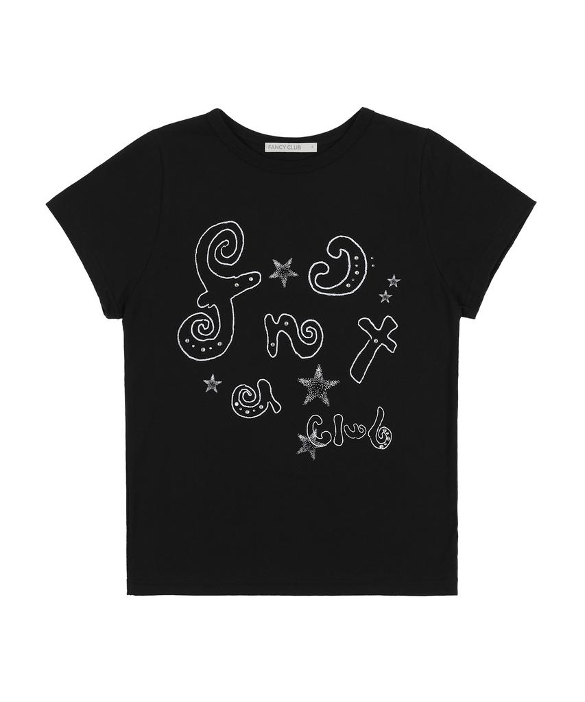 FANCY CLUB Glitter Maisie Logo Tee (Black) F25Qb125