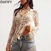 Women's Fashion Casual Spring Autumn Solid Color Print Long Sleeve V-Neck Blouses & Shirts