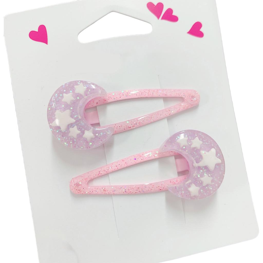 1pair Glitter Hair Clips Cartoon Pattern Hair Barrettes Children Hairpin Hair Accessories for Kids Birthday Party