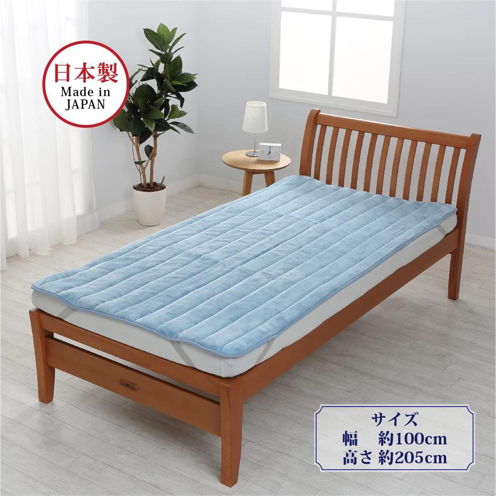 Nishikawa Single Washable Mattress Pad, Wedgwood Wild Strawberry, Warm and Stays in Place, with Elastic Corners, Blue, CM01802005