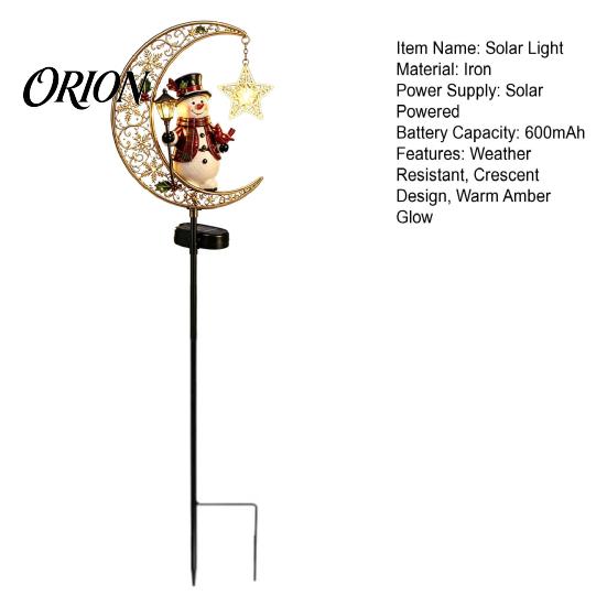 Solar Stake Lights for Walkways Christmas Crescent Light, Moon Snowman Garden Waterproof Holiday Yard Lawn Decorations LED Pathway Lamp Outdoor Patio