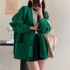 Autumn and Winter New Soft Waxy Lazy Sweater Cardigan Women Loose Solid Color Collar Knitted Coat Women