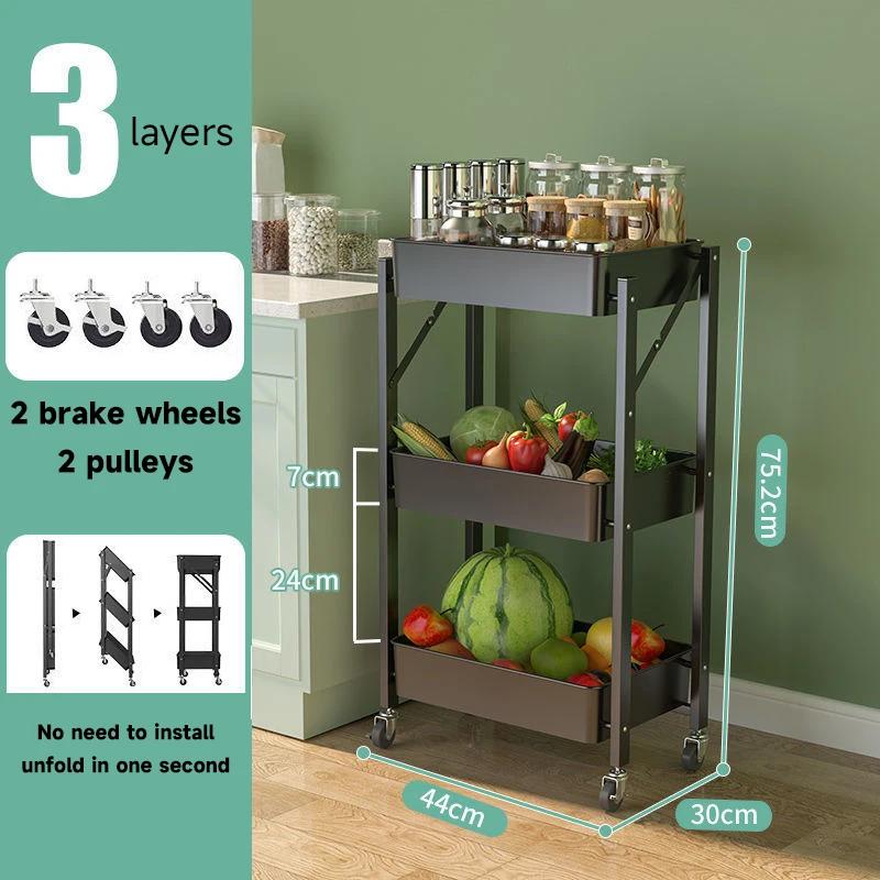 

Сборка не требуется. Складная тележка. 3/4-слойная мобильная стойка для хранения с ручкой. Многослойная стойка для хранения, подходит для дома.