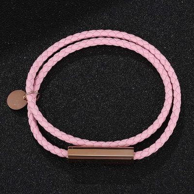 Kadınlar İçin Pembe Deri Bileklikler Moda Charm'lı Sarma Bileklikler Moda Kostüm Takıları