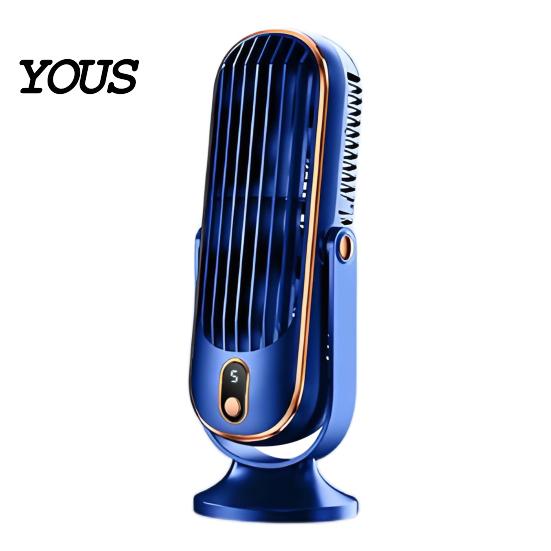 Wide Range Air Circulation Fan Turbofan Desktop with Digital Display, 3 Speed Quiet Personal Display Fan, Rechargeable Small Timer for Bedroom