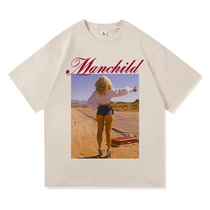 Sabrina Carpenter Manchild T Shirt Hot Fashion UnisexWomen Aesthetic Vintage Graphic TShirt High Quality Cool Cotton Tees Shirts