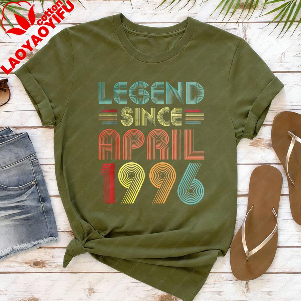 

Legend Since April 1996 Women TShirt Casual Fashion Cotton Short Sleeve Tees Summer Tops 30th Birthday Gift Clothes S