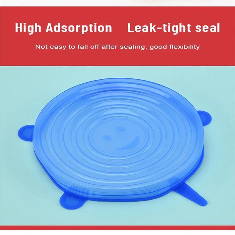 Набор из 6 предметов: эластичные силиконовые крышки для сохранения свежести — фото 4