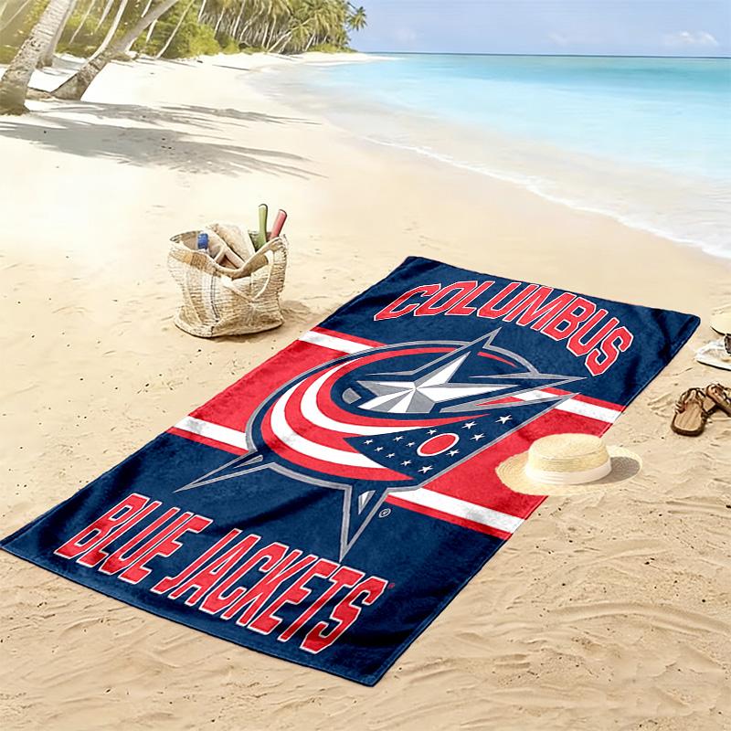 Columbus Blue Jackets Print Beach Towel, Large Soft Quick Dry Towel for Beach Camping Swimming