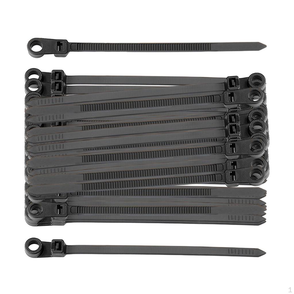 100 Stück Nylon-Kabelbinder, selbstsichernd, mit Schraubenlöchern, Zubehör, flexibel, schwarze Farbe für Kabel und